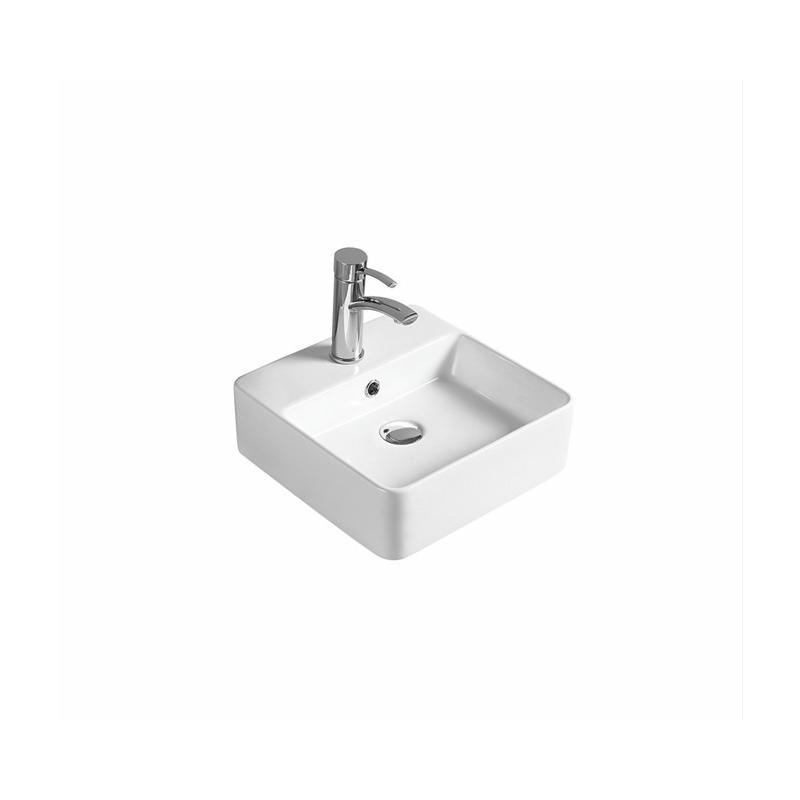 385*385*125mm Gloss White Crete Fine Ceramic Wall Hung /Above Basin Tap Hole With Overflow 32mm Waste