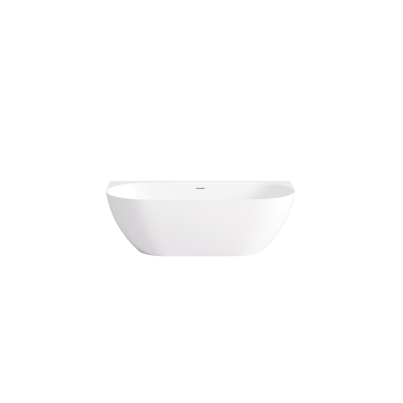 1700*800*550mm Matte White Ellips Back To Wall Free Standing Acrylic Bathtub  With Overflow Matte White Waste And Pipe Included