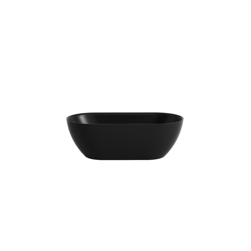 1530*770*551mm Matte Black Ellips Slim Acrylic Freestanding Bathtub No Overflow Matte Black Waste And Pipe Inlcuded