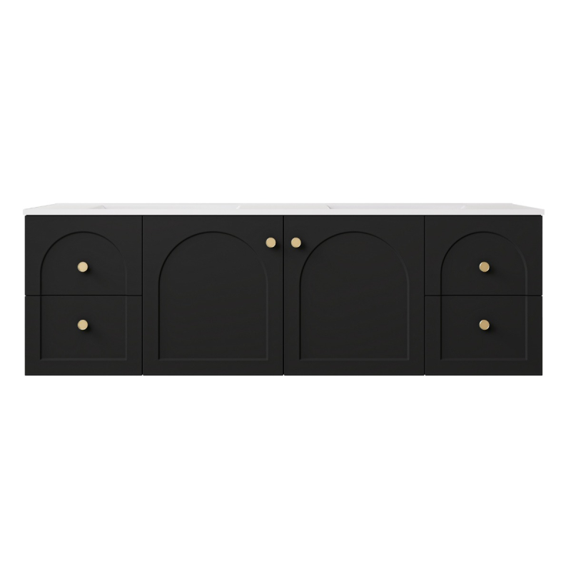 1490*455*470mm Matte Black Chester Federation Wall Hung PVC Cabinet