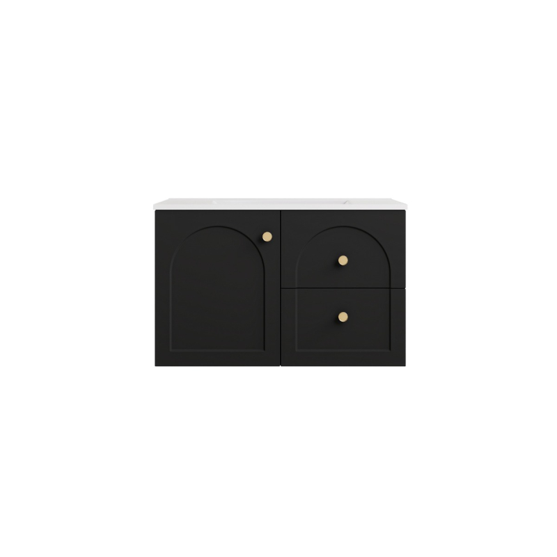 740*455*470mm Matte Black Chester Federation Wall Hung PVC Cabinet,Right Hand Drawers