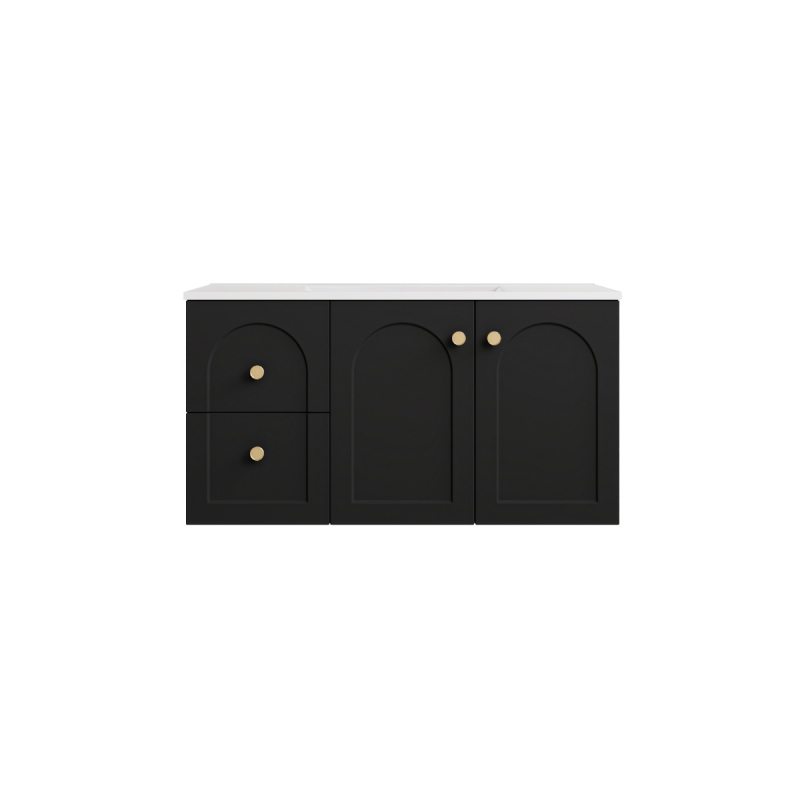 890*455*470mm Matte Black Chester Federation Wall Hung PVC Cabinet,Left Hand Drawers