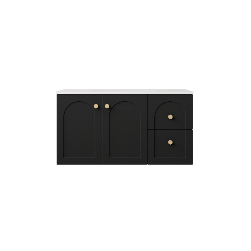 890*455*470mm Matte Black Chester Federation Wall Hung PVC Cabinet,Right Hand Drawers