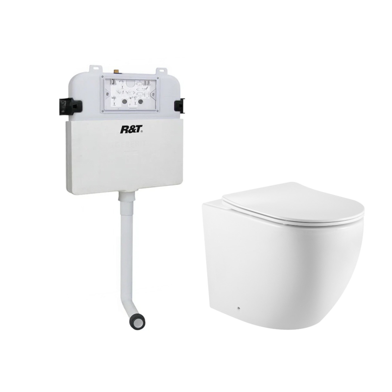 560X365X420mm Procida R&T Inwall Floor Toilet Suite Rimless Wall Faced Floor Pan