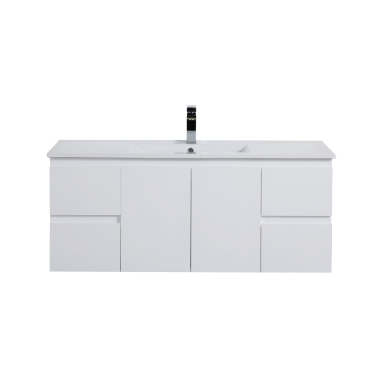1190*455*480mm Gloss White Alpha Wall Hung PVC Vanity Single Bowl
