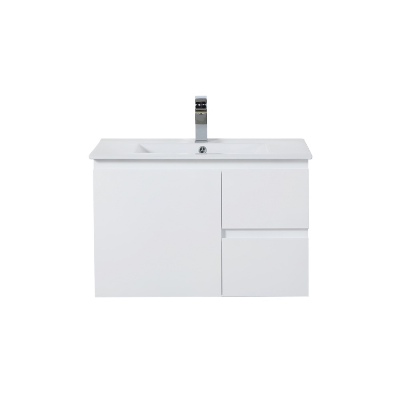 740*455*480mm Gloss White Alpha Wall Hung PVC Vanity,Right Hand Drawers