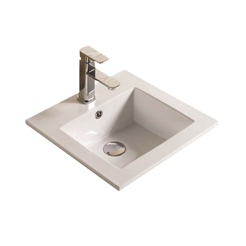 415*415*170mm Gloss White Crete Fine Ceramic Insert Basin Tap Hole Overflow 32mm Waste