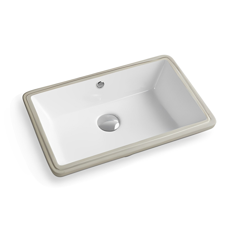 525*345*185mm Gloss WhitCrete Fine Ceramic Under Counter BasinWith Overflow 32mm Waste