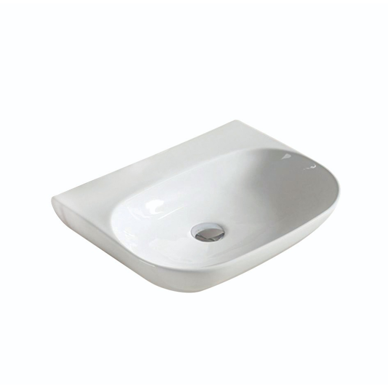 500*385*120mm Gloss WhiteEllips Fine Ceramic Wall Hung Basin No Tap Hole No Overflow 32mm Waste No Tap Hole