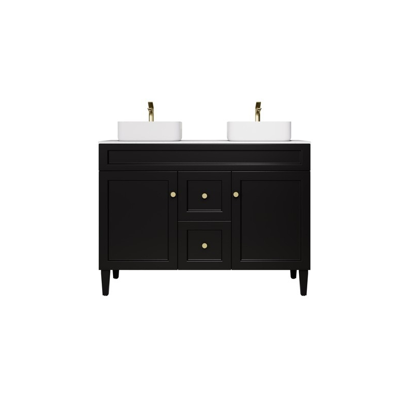 1190X455X860 Matte Black Harold Federation Free Standing PVC Cabinet For Double Bowl