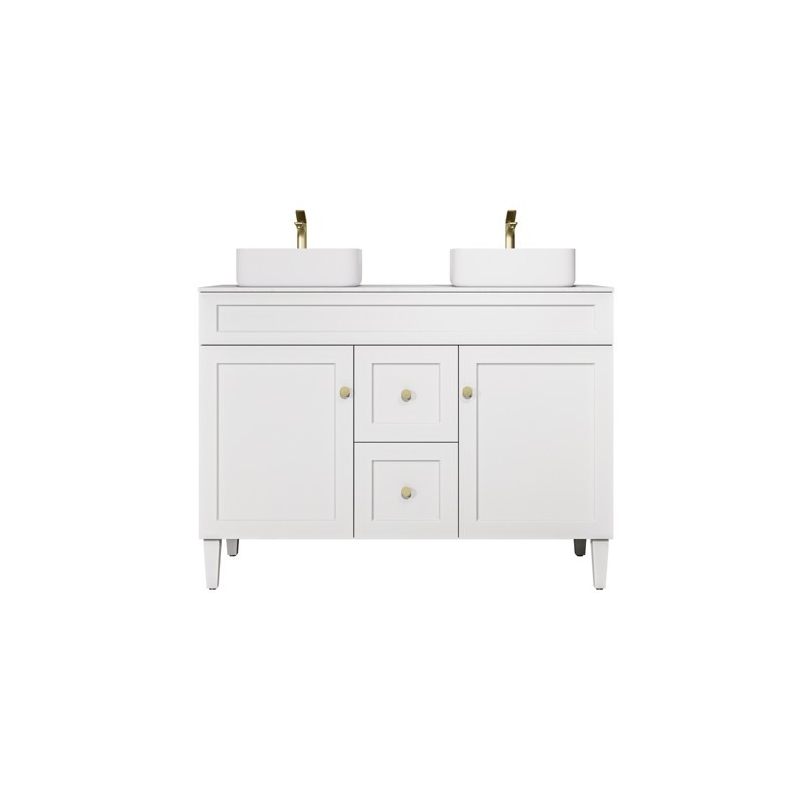 1190X455X860mm Matte White Harold Federation Free Standing PVC Cabinet For Double Bowl