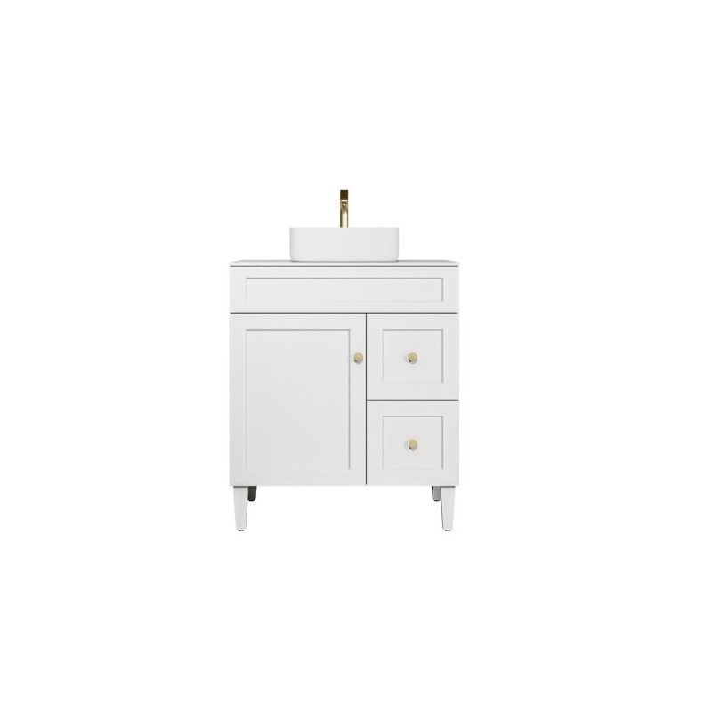 740X455X860mm Matte White Harold Federation Free Standing PVC Cabinet Right Hand Drawers