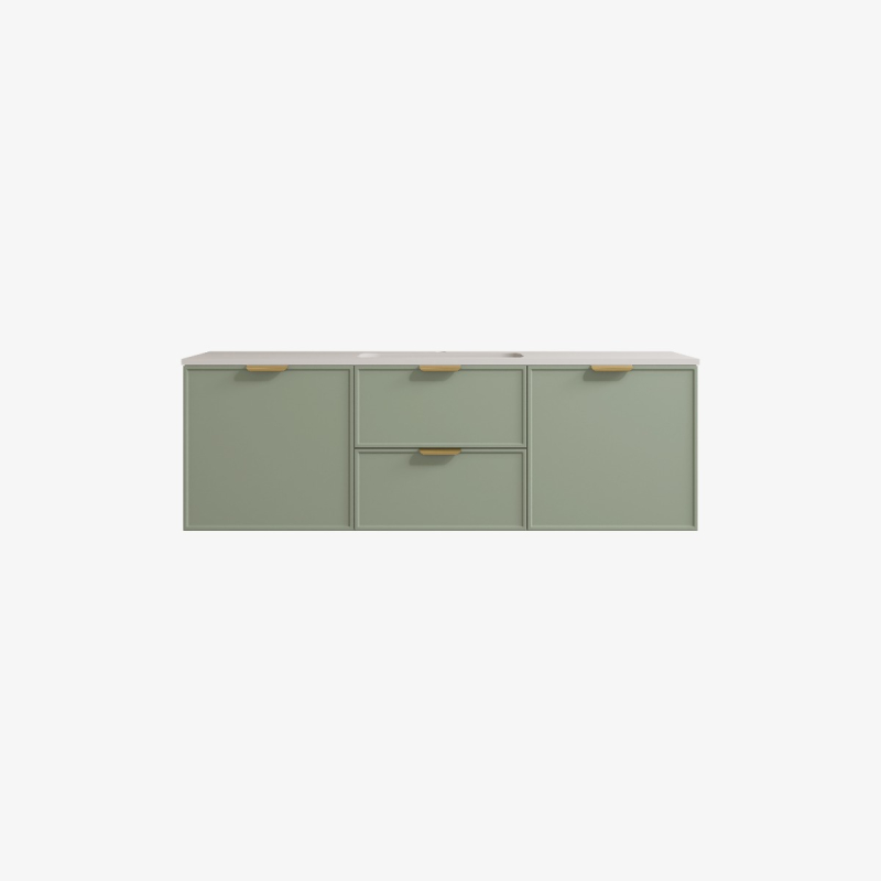 1490*455*560mm Olive Green Madura Federation Wall Hung PVC Cabinet Left Hand Drawers