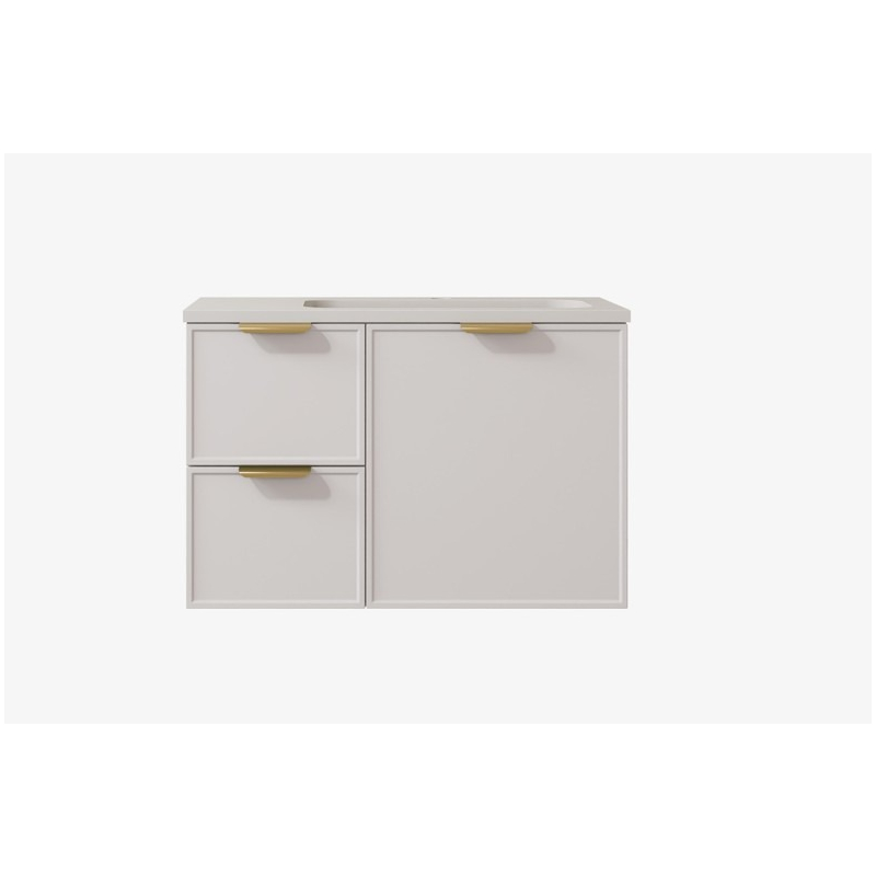 740*455*560mm Matte White Madura Federation Wall Hung PVC Cabinet Left Hand Drawers