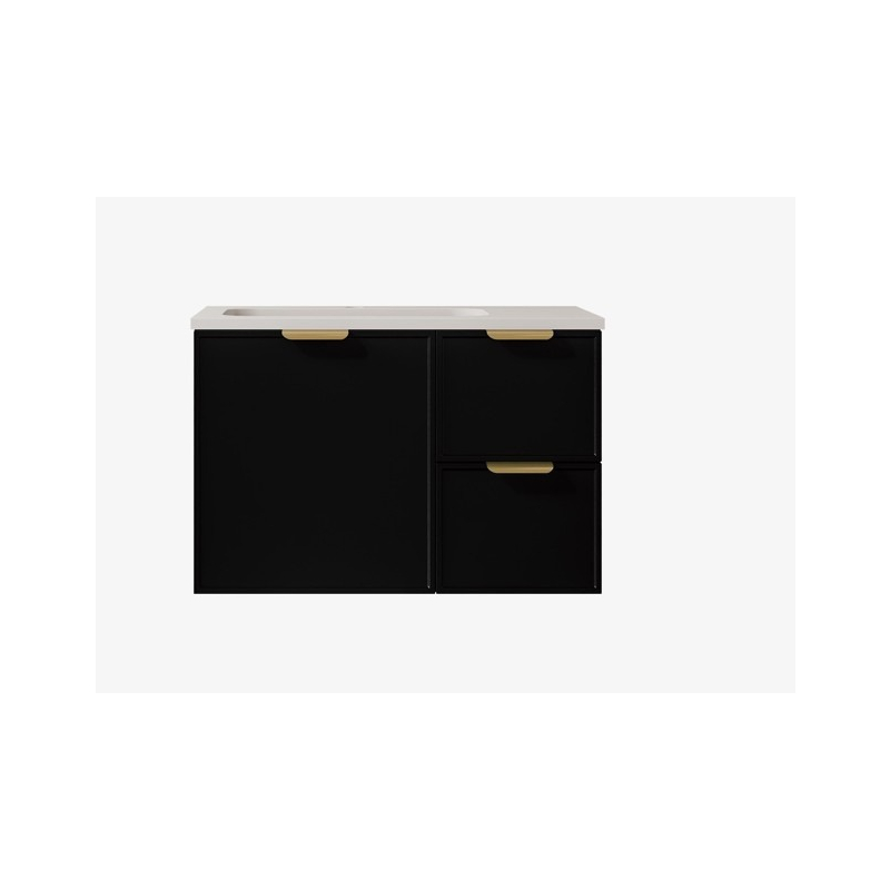 740*455*560mm Matte Black Madura Federation Wall Hung PVC Cabinet Right Hand Drawers