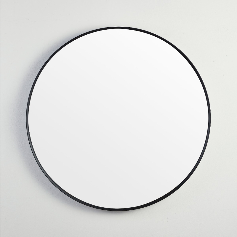 800X800X35mm Matte Black Orbis Frame Mirror