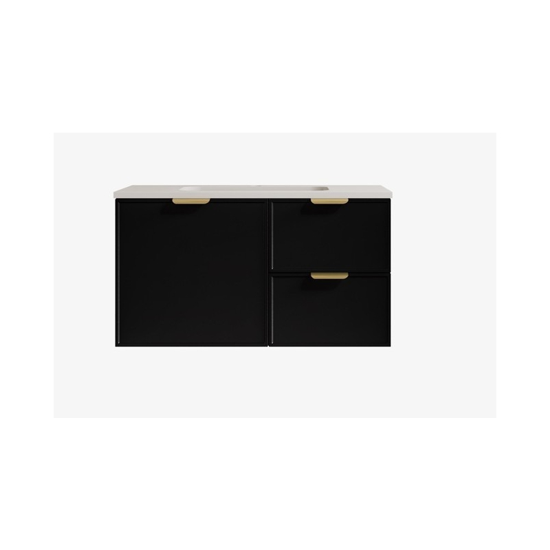 890*455*560mm Matte Black Madura Federation Wall Hung PVC Cabinet Right Hand Drawers