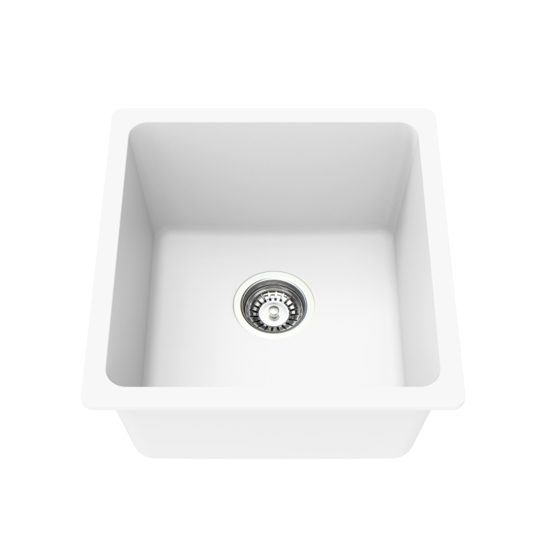 Size:430*450*235mm Bowl:397X380X235mm Artic White Crete Granite Sink Single Bowl