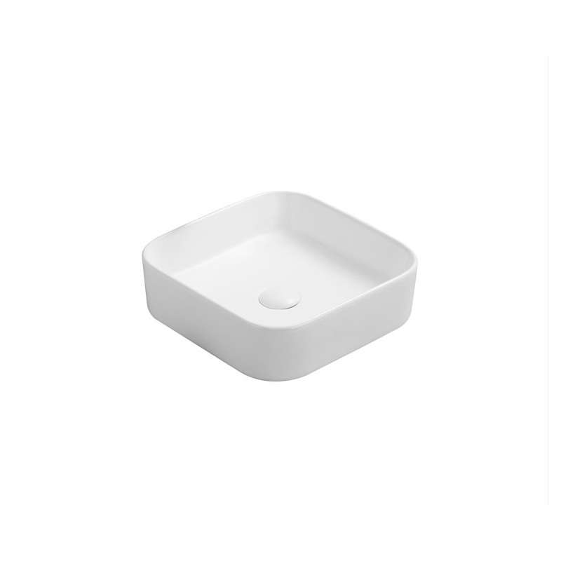 370*370*113mm Matte White Kliff Fine Ceramic Above Counter Basin No Overflow 32mm Waste