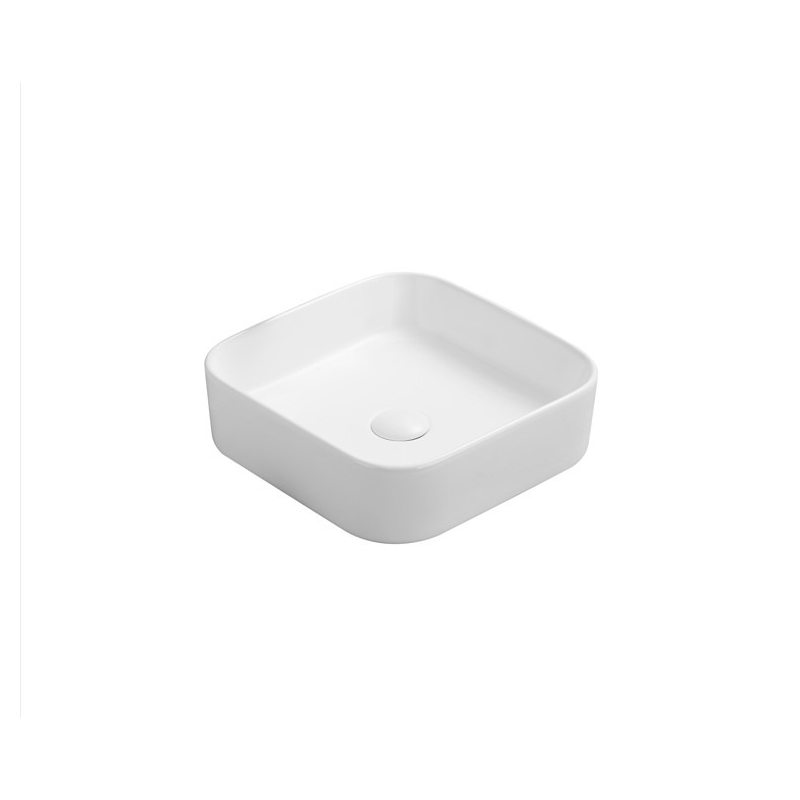370*370*113mm Gloss White Kliff Fine Ceramic Above Counter Basin No Overflow 32mm Waste