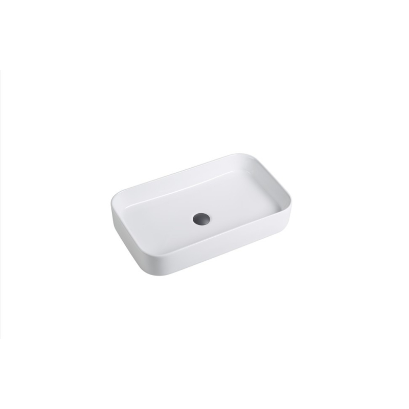 605*375*113mm Gloss White Kliff Fine Ceramic Above Counter Basin No Overflow 32mm Waste
