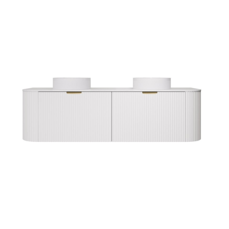 1490X455X470mm Matte White Agena Modern Fluted Wall Hung Vanity PVC Cabinet