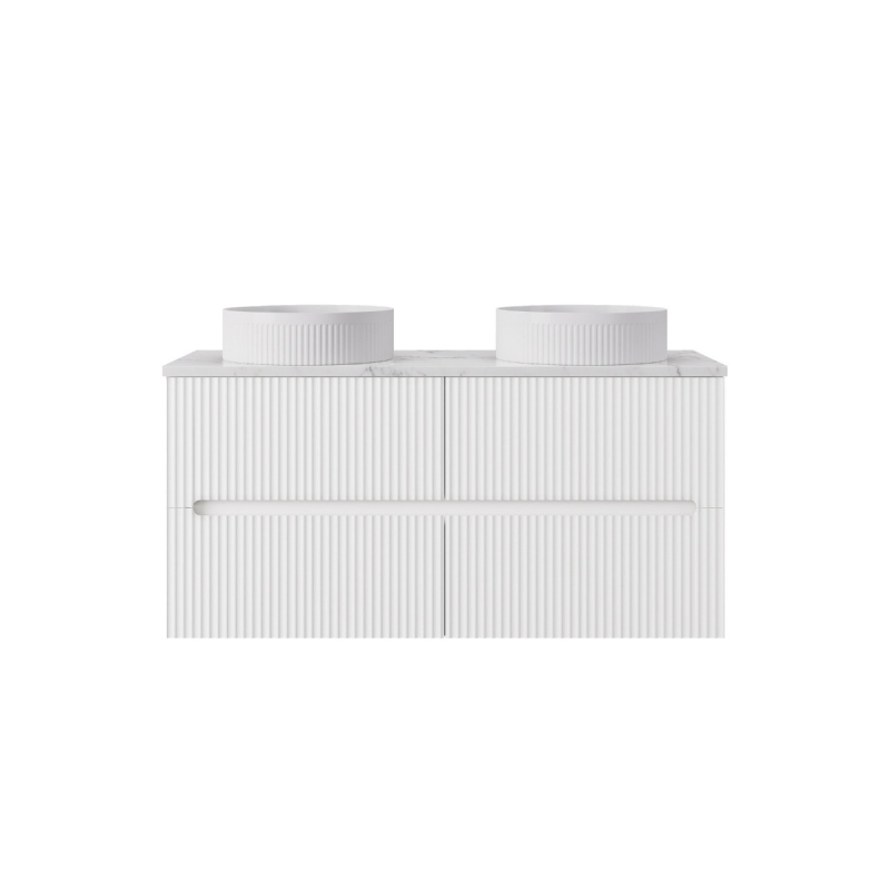 1190*455*540mm Matte White Cabarita Morden Wall Hung PVC Cabinet For Double Bowl Only