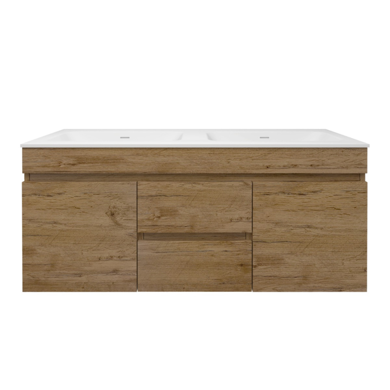 1190X455X500mm Camden Mordern Wall Hung Cabinet Prime Oak Soft Closing Finger Pull Doors Middle Drawers