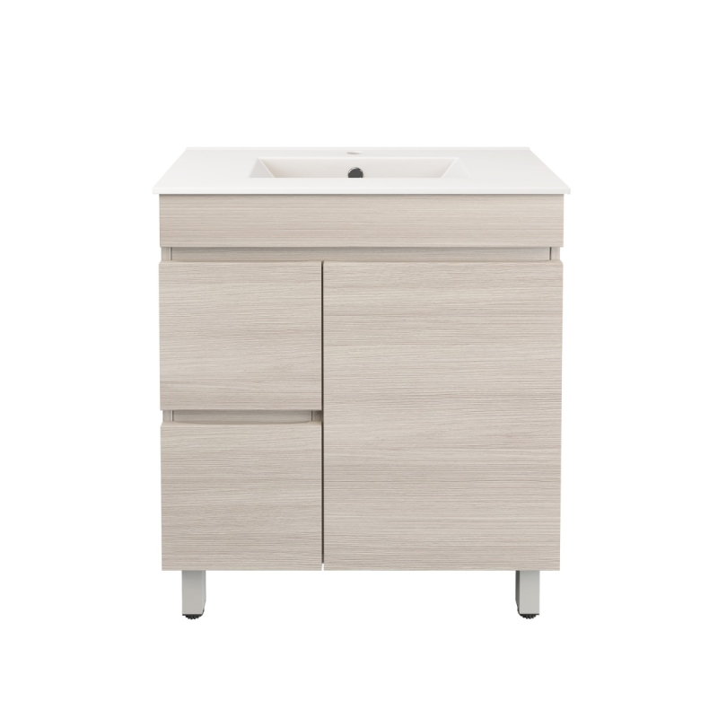 740X355X710mm Camden Modern Free Standing Cabinet Coastal Oak Soft Closing Finger Pull Door Left Hand Drawers