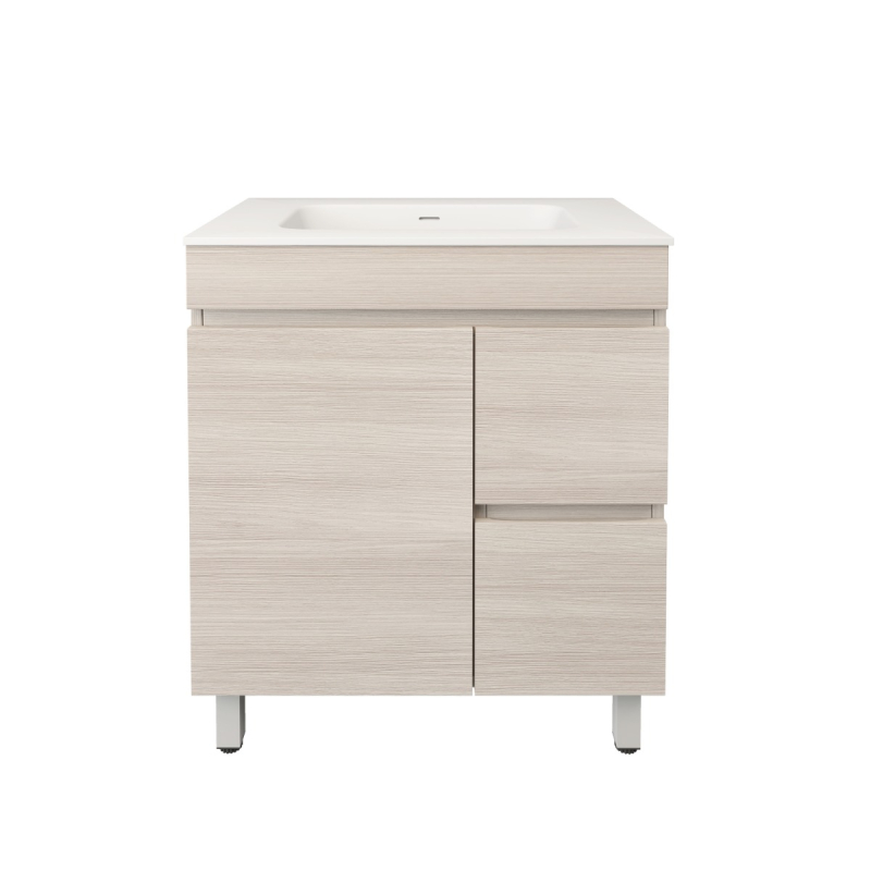 740X455X710mm Camden Modern Free Standing Cabinet Coastal Oak Soft Closing Finger Pull Door Right Hand Drawers