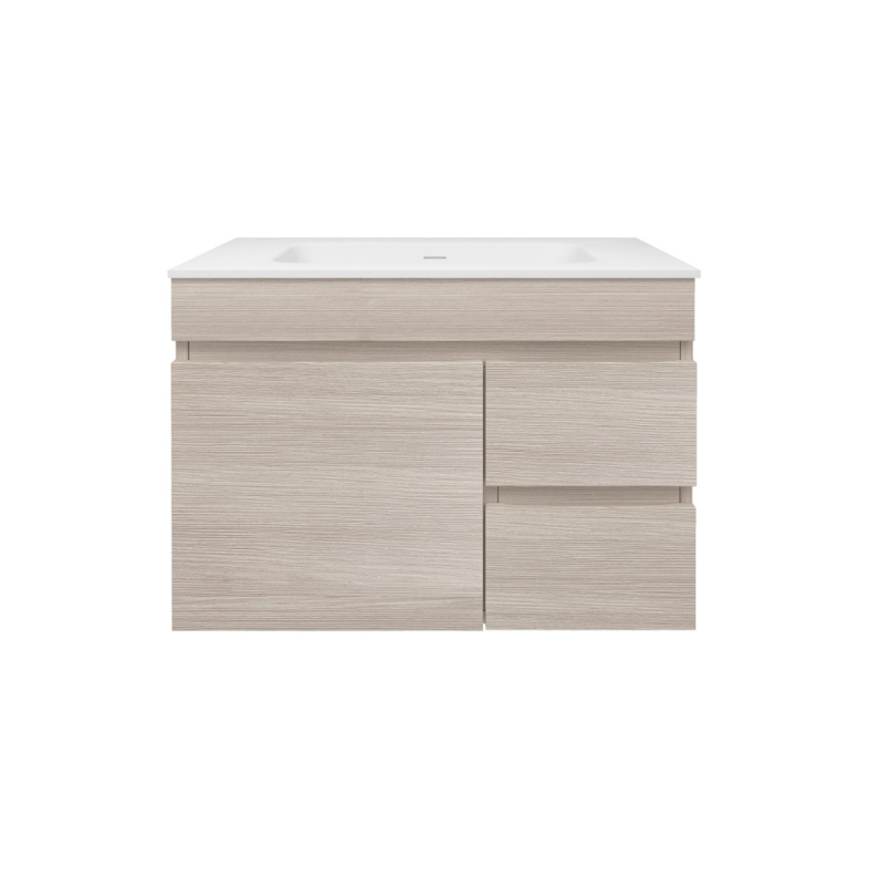 740X455X500mm Camden Mordern Wall Hung Cabinet Coastal Oak Soft Closing Finger Pull Door Right Hand Drawers