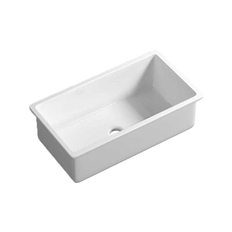 Size:760*459*254mm Gloss White Procida Fine Fireclay Inset/Undermount Sink Single Bowl Grid And Waste Included