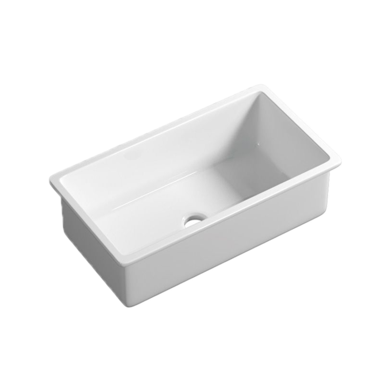 Size:813*483*254mm Gloss White Procida Fine Fireclay Inset/Undermount Sink Single Bowl Grid And Waste Included