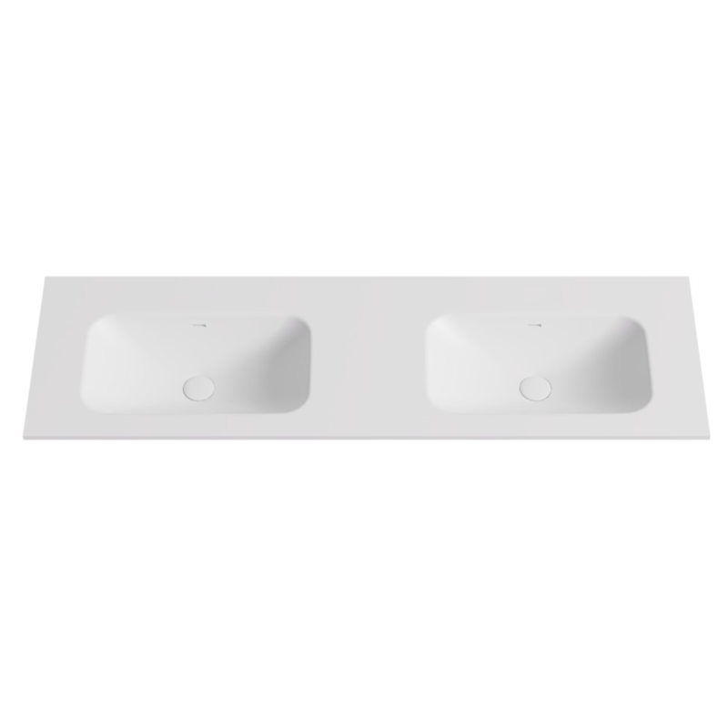 1505X465X145 Matte White Chasey Solid Surface Stone Basin Double Bowl
