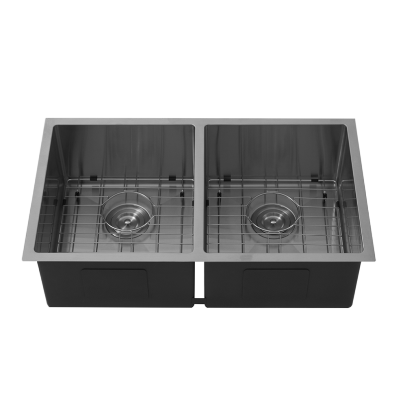 Bowl Size:350X400X230mm Overall Size:775X450X230mm Gun Metal Kliff Hand Made Stainless Steel Sinks