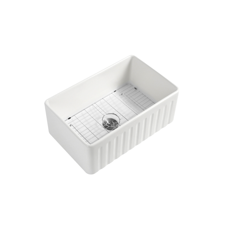 Size:760*459*254mm Bowl Size:724*423*232mm Gloss White Rocca Fine Fireclay Farm House Buttler Sink Single Bowl Grid And Waste Included