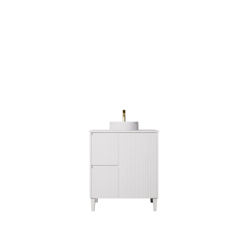 740x455x860mm Matte White Crete Modern Free Standing Vanity Left Hand Drawers