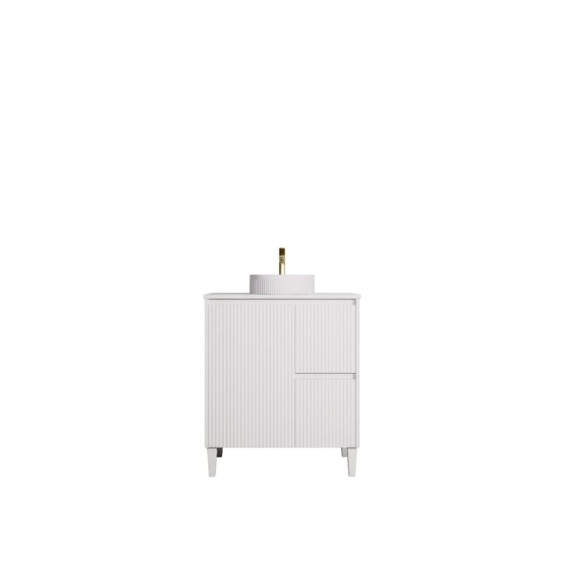 740x455x860mm Matte White Crete Modern Free Standing Vanity Right Hand Drawers