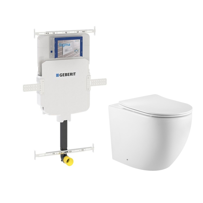 560X365X420mm Procida Geberit Inwall Floor Toilet Suite Rimless Wall Faced Floor Pan