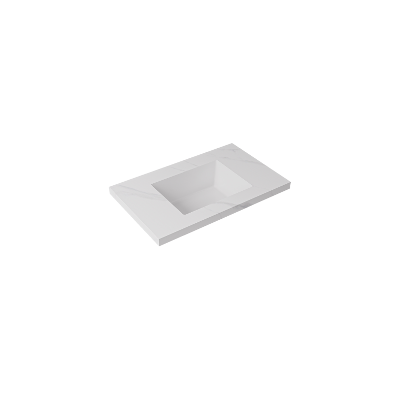 750x460x190mm Carrara White Sintered Stone Seamlessjoined With Fine Ceramic Basin Single Bowl No Tap Hole