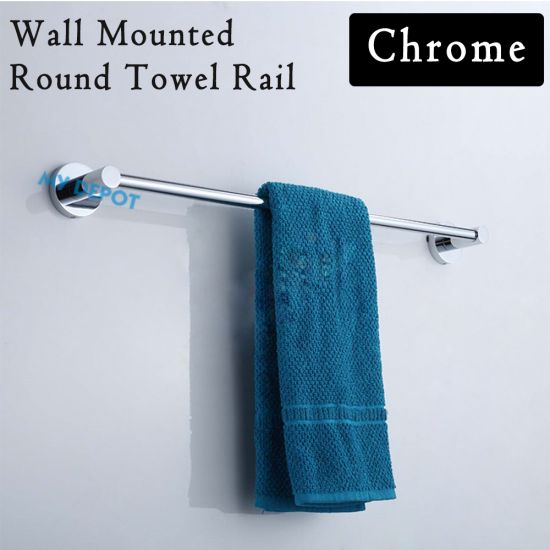 600MM Wall Mounted Round Towel Rail Double Head Chrome