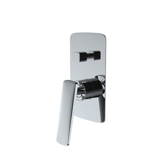 Square Chrome Shower/Bath Wall Mixer with Diverter