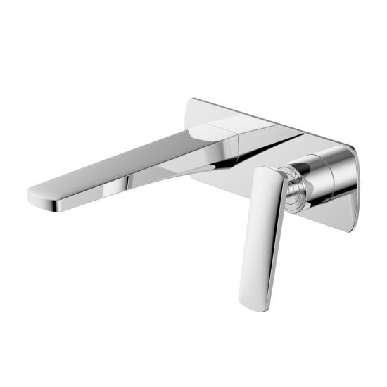 Square Chrome Wall Mixer with Spout