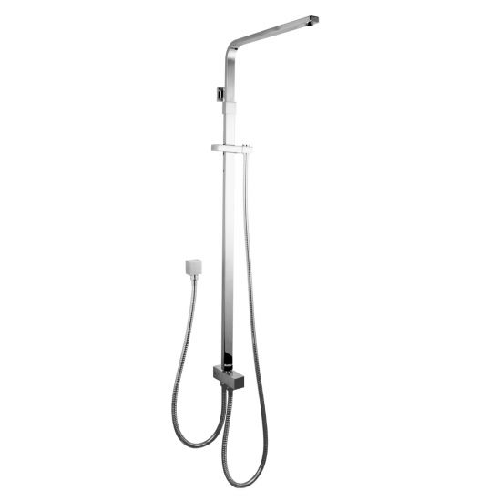 Square Chrome Shower Station without Shower Head and Handheld Shower