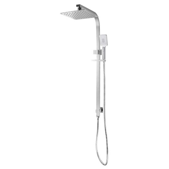 Square Chrome Shower Station Set With 200mm Super-slim Rainfall Shower Head and 3 Functions Handheld Shower
