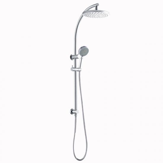 Round Chrome Shower Station Set With 200mm Round Rainfall Shower Head and 5 Functions Handheld Shower