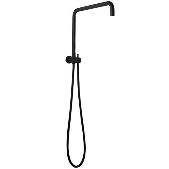 Round Black Shower Station without Shower Head and Handheld Shower