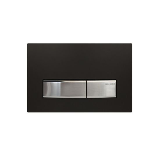 Inwall Cistern Push Button Black Glass Plate with Brushed Metal Button