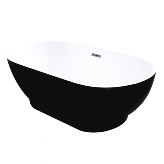 1700*845*550mm Gloss Black and White Free Standing Bathtub WITH OVERFLOW Waste Not Included