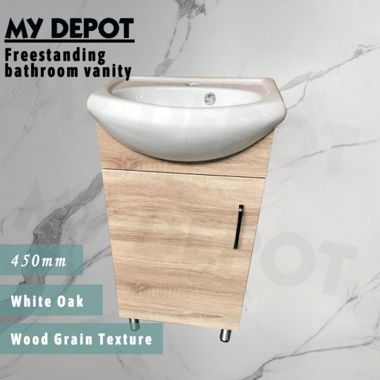 450L*850H*360DMM White Oak MDF Bathroom Vanity 1 Left Door Free Standing